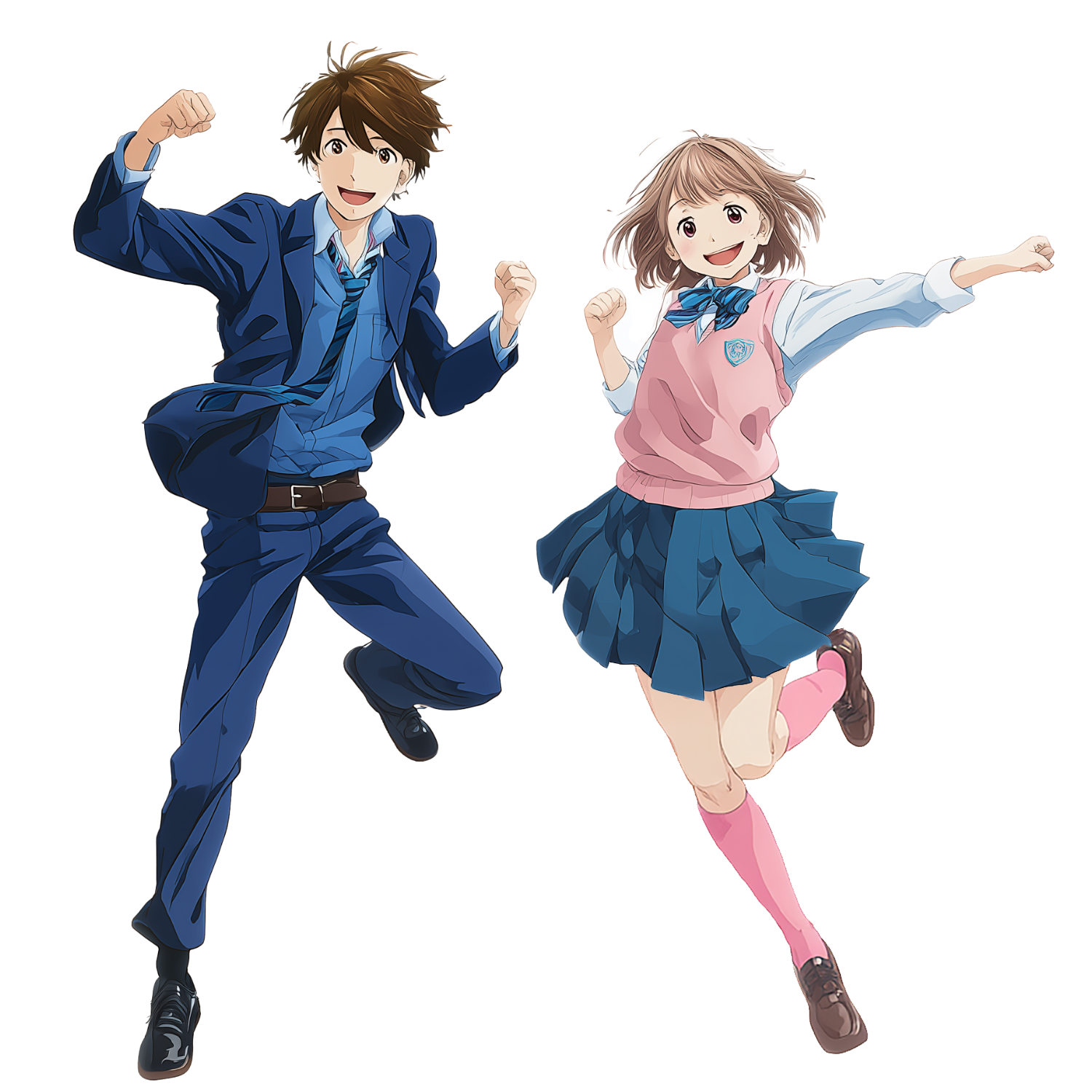 ジャンプする学生たち